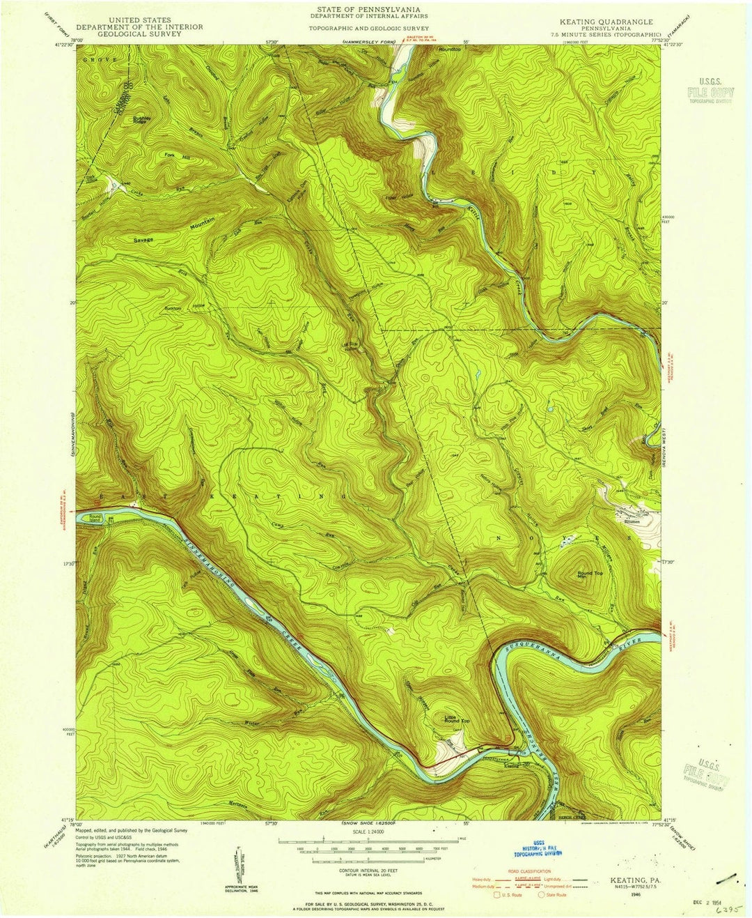 1946 Keating, PA - Pennsylvania - USGS Topographic Map