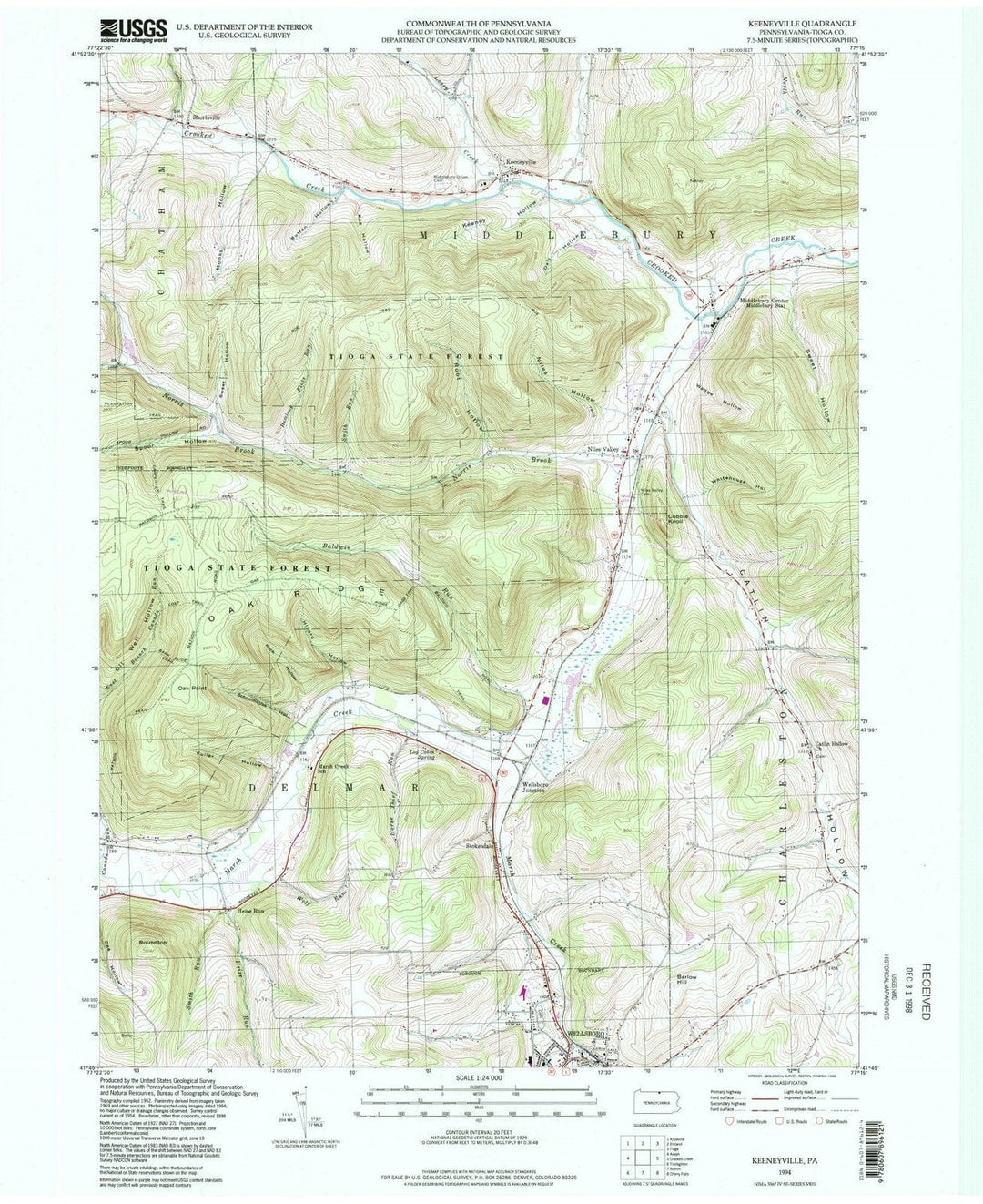 1994 Keeneyville, PA - Pennsylvania - USGS Topographic Map