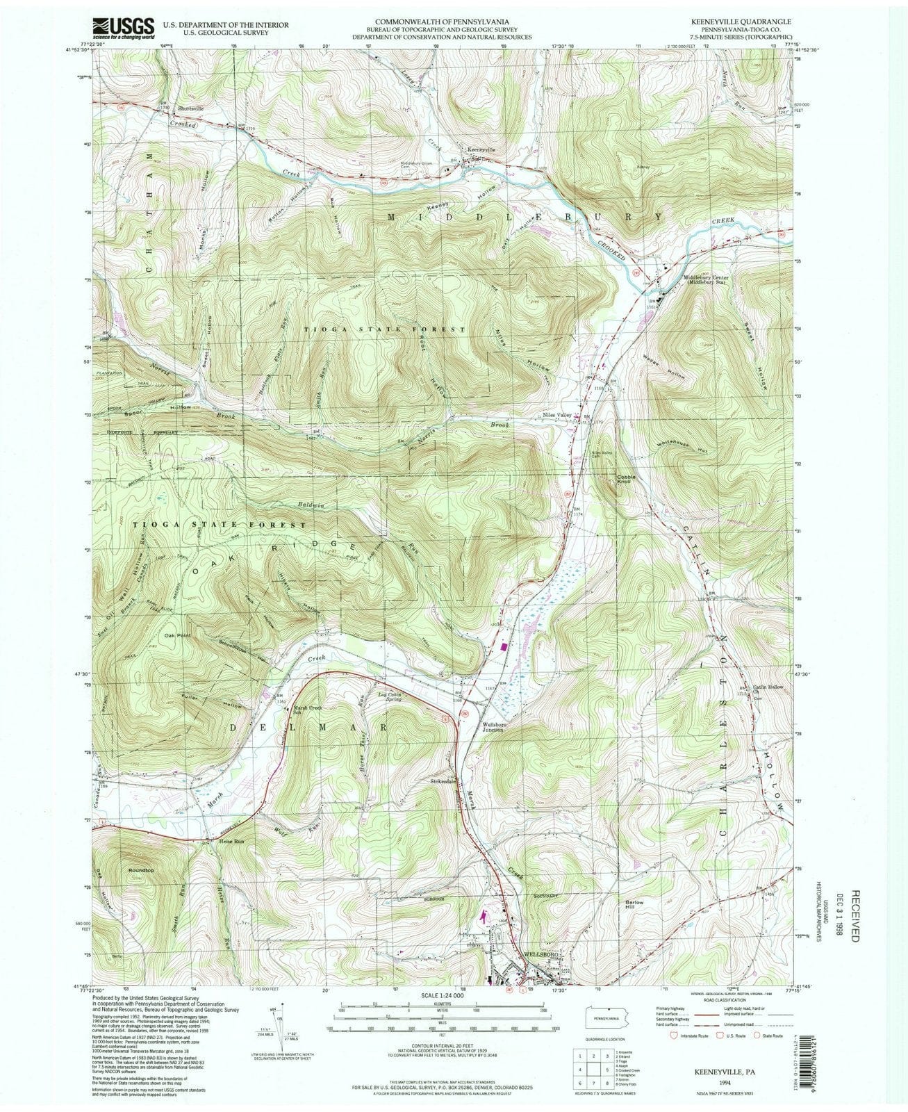1994 Keeneyville, PA - Pennsylvania - USGS Topographic Map
