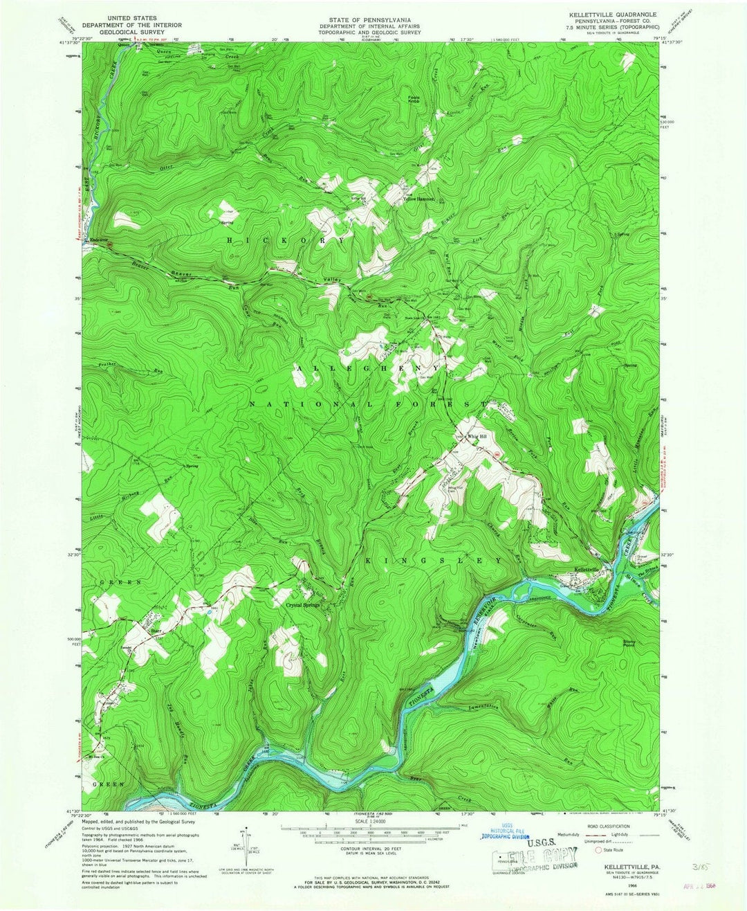 1966 Kelletteville, PA - Pennsylvania - USGS Topographic Map