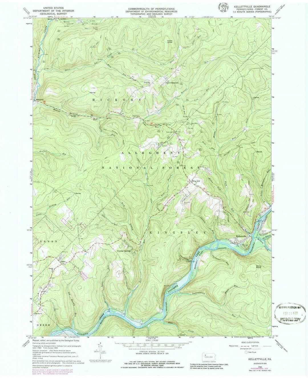 1966 Kellettville, PA - Pennsylvania - USGS Topographic Map