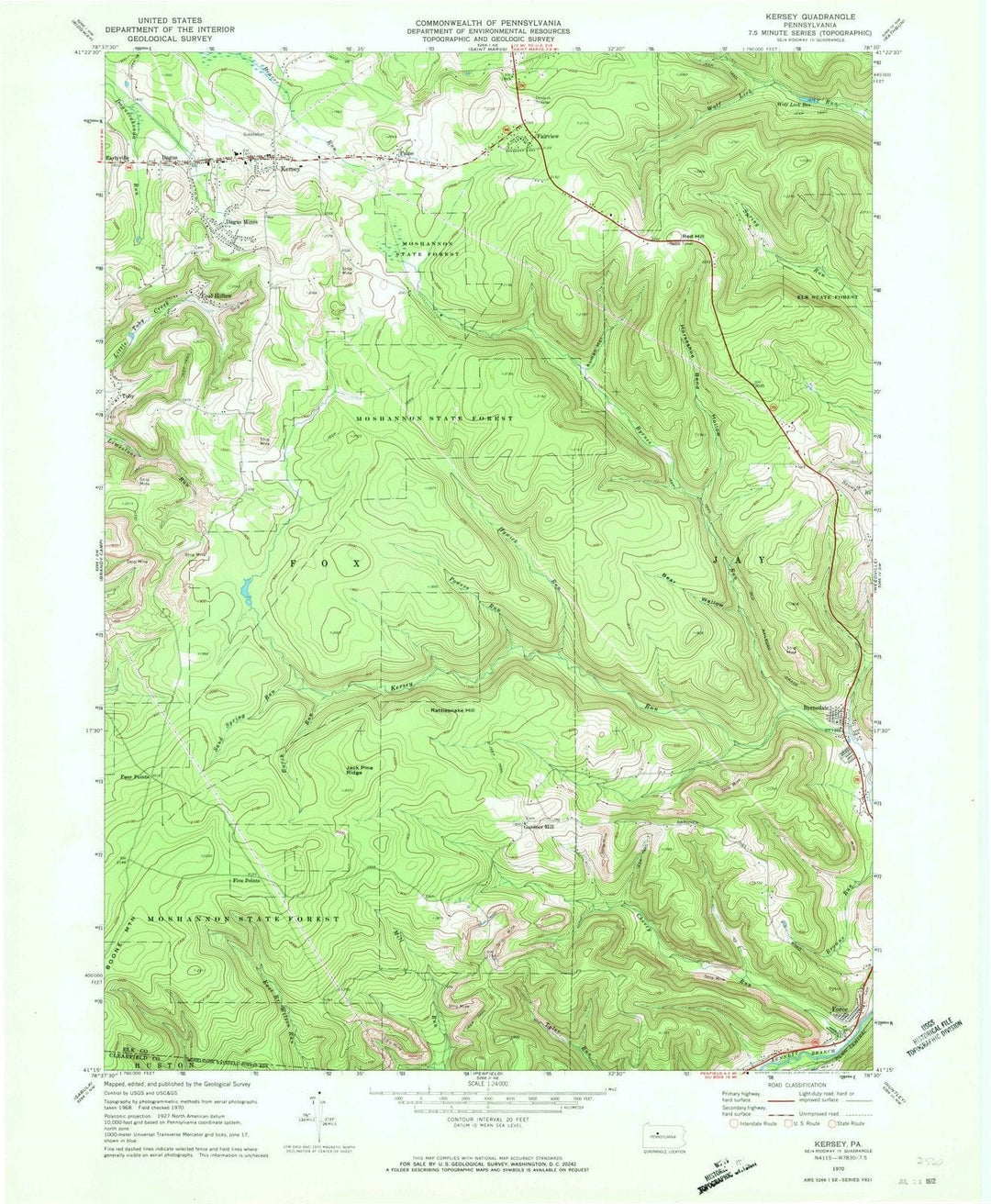 1970 Kersey, PA - Pennsylvania - USGS Topographic Map