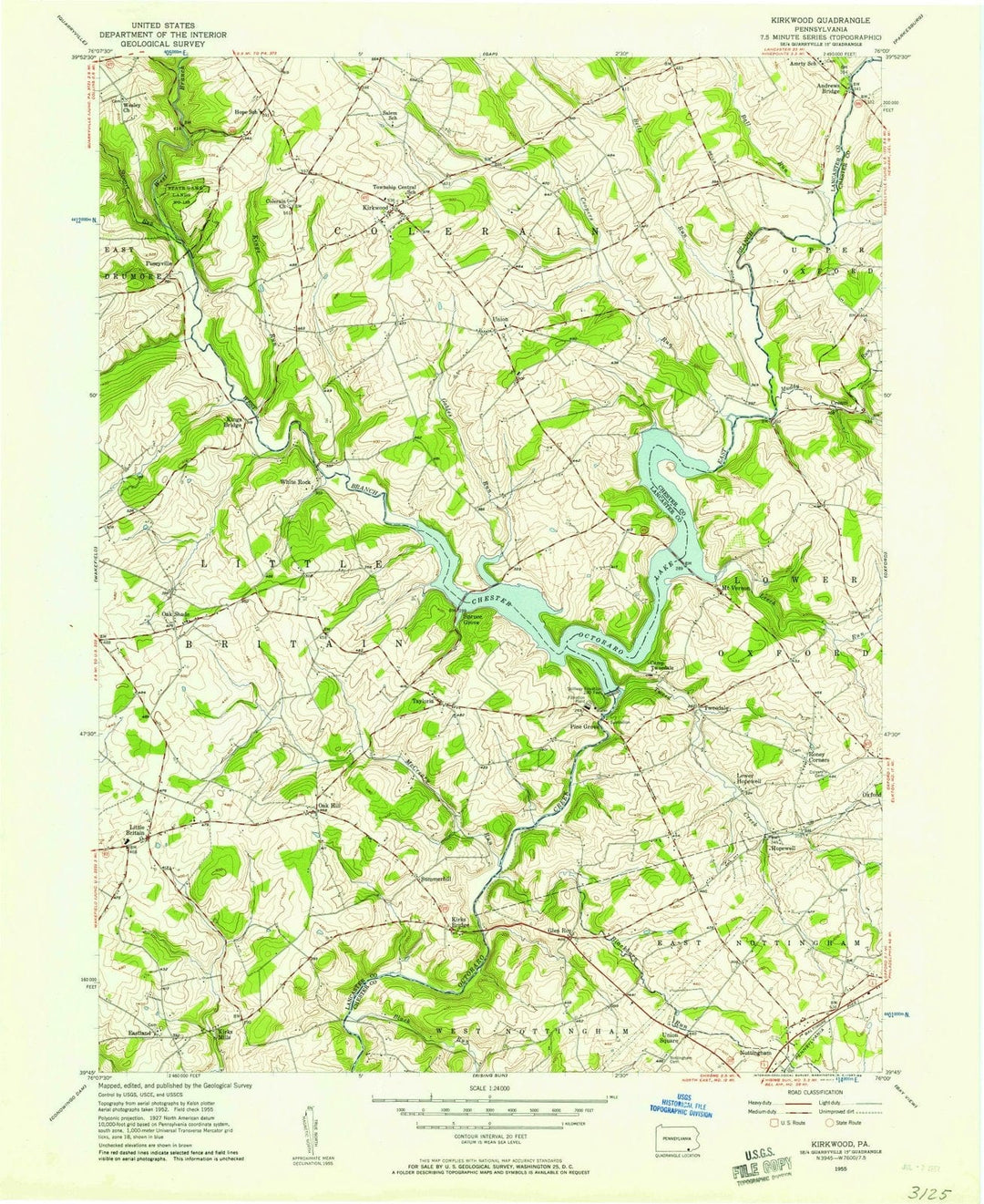 1955 Kirkwood, PA - Pennsylvania - USGS Topographic Map