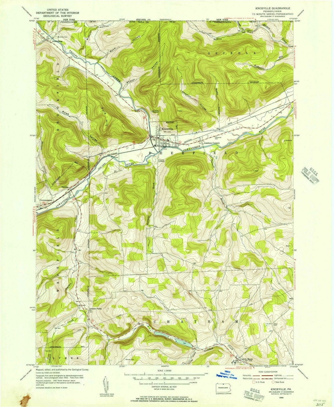 1954 Knoxville, PA - Pennsylvania - USGS Topographic Map