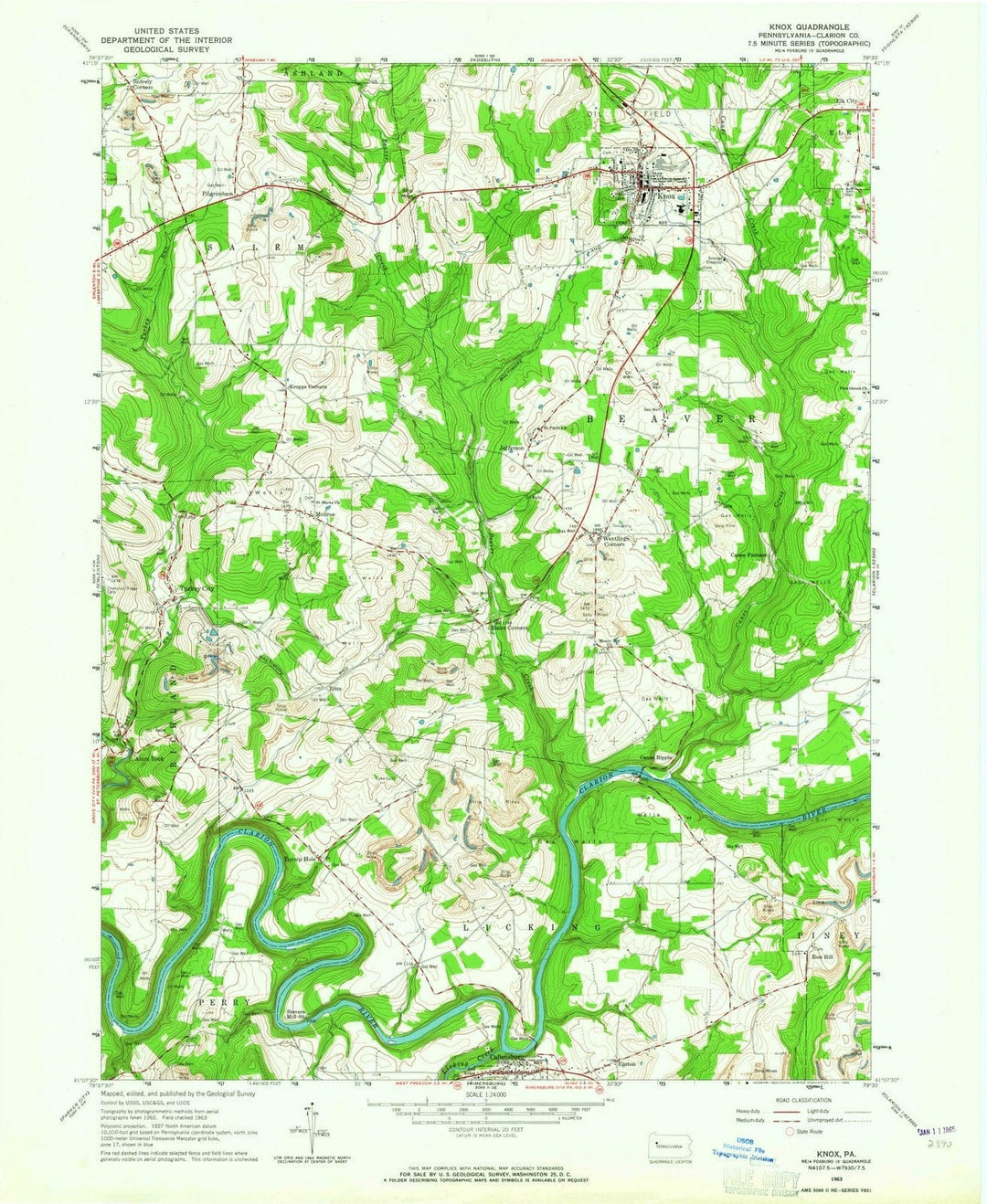 1963 Knox, PA - Pennsylvania - USGS Topographic Map