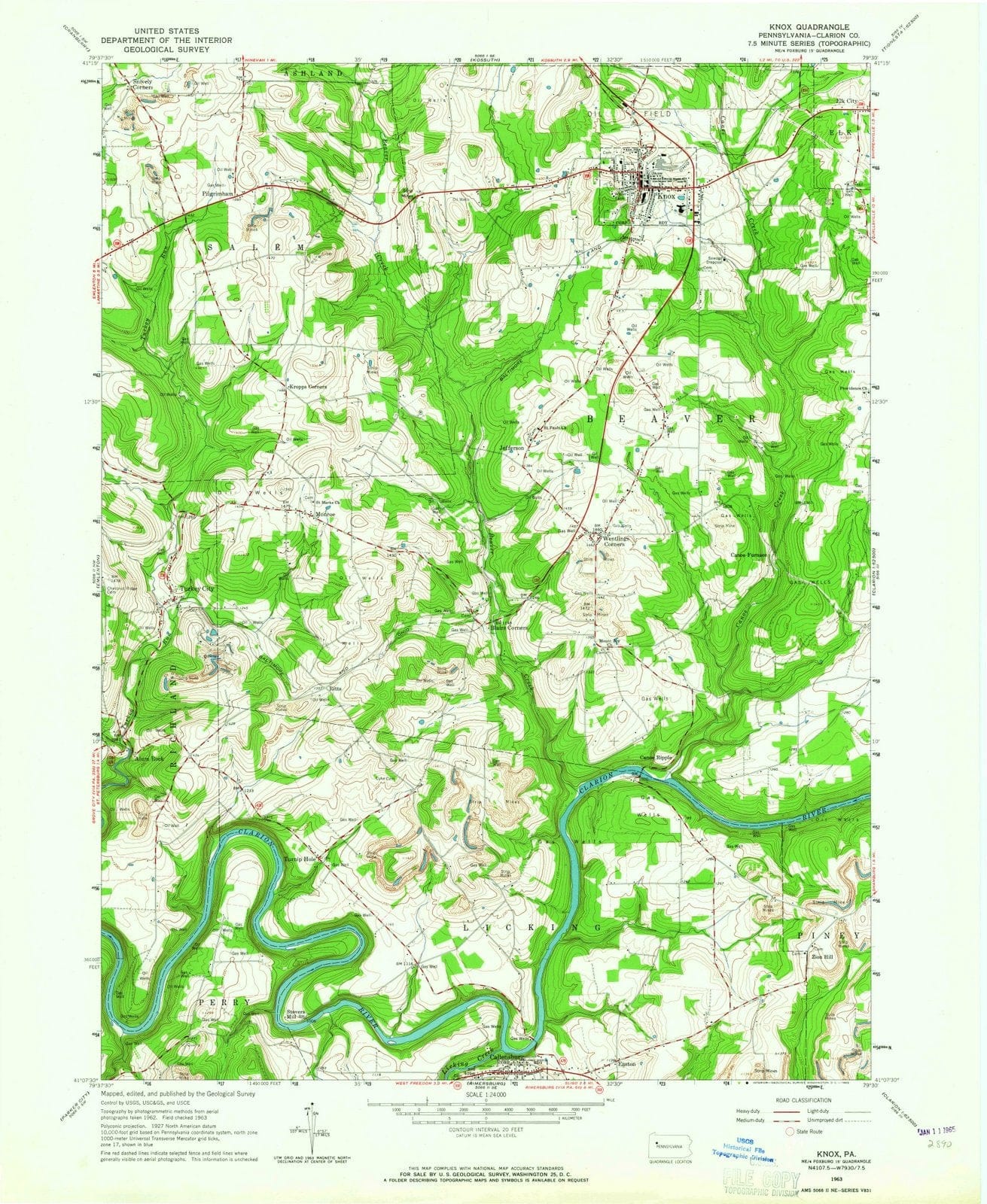 1963 Knox, PA - Pennsylvania - USGS Topographic Map