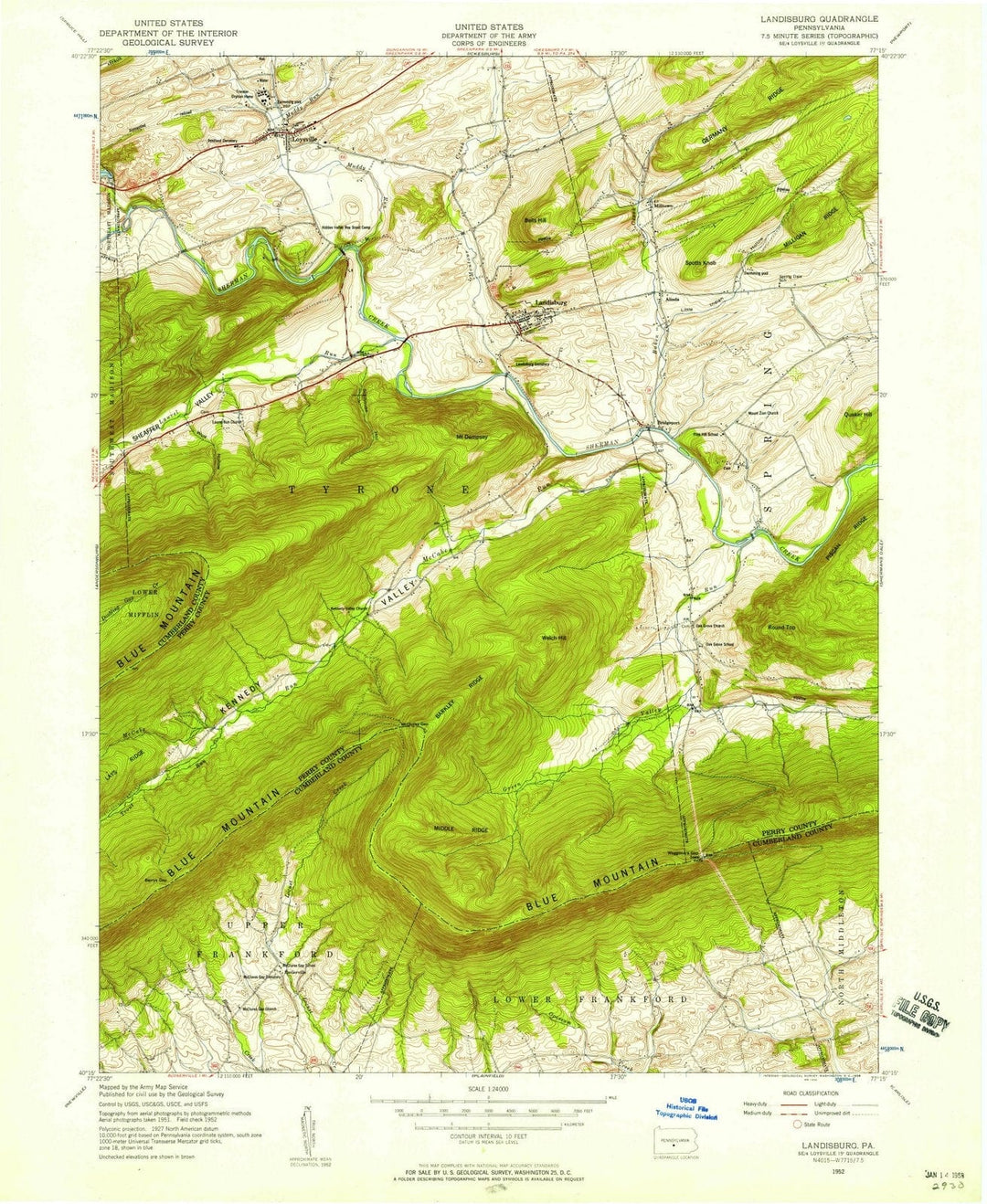 1952 Landisburg, PA - Pennsylvania - USGS Topographic Map
