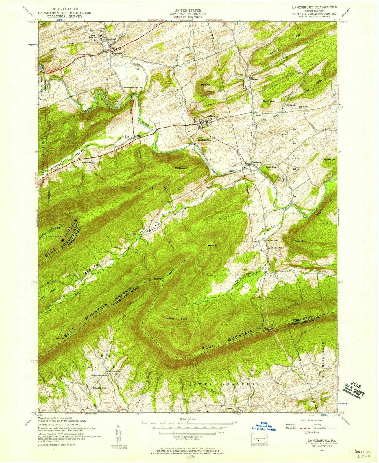 1952 Landisburg, PA - Pennsylvania - USGS Topographic Map