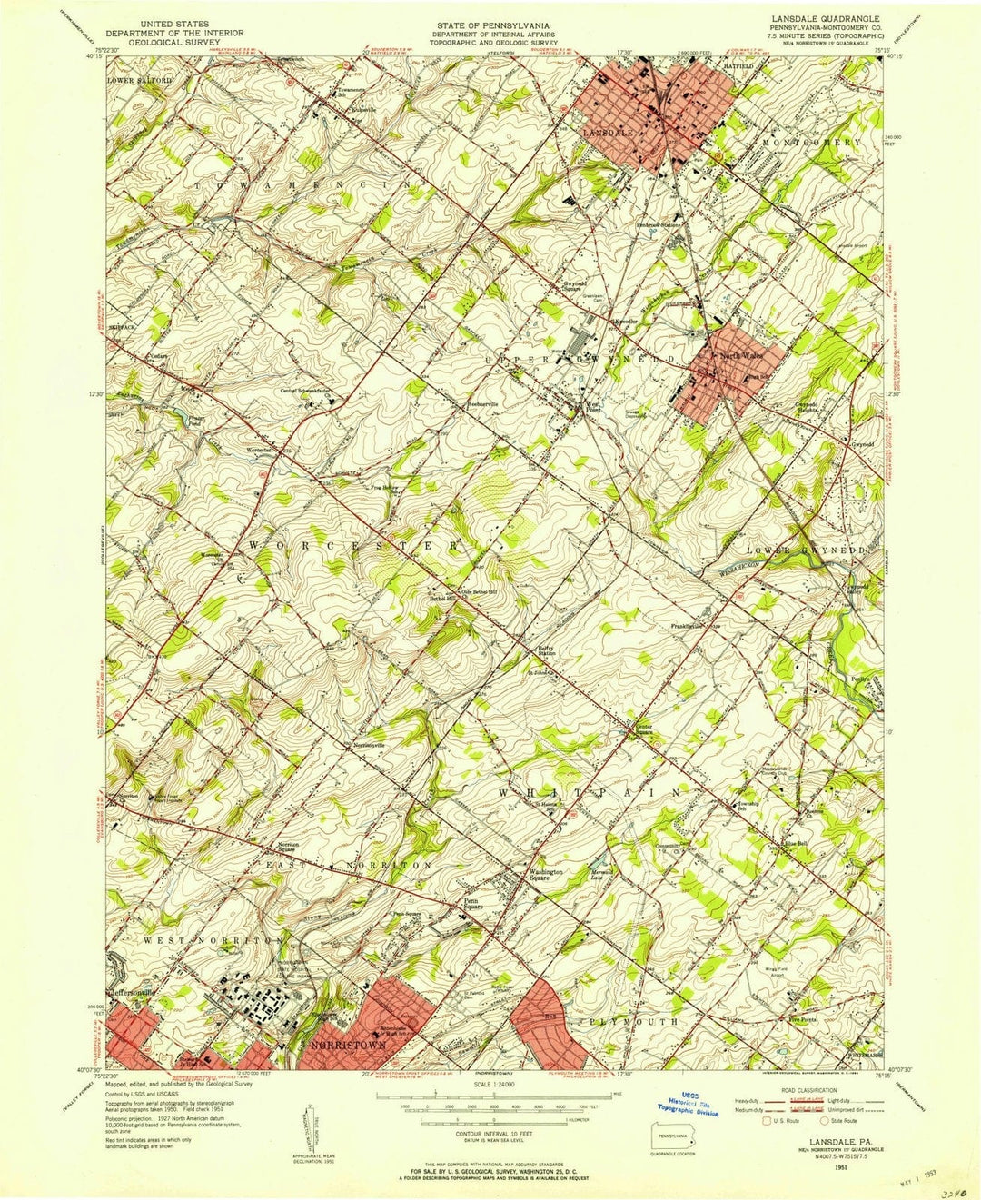 1951 Lansdale, PA - Pennsylvania - USGS Topographic Map