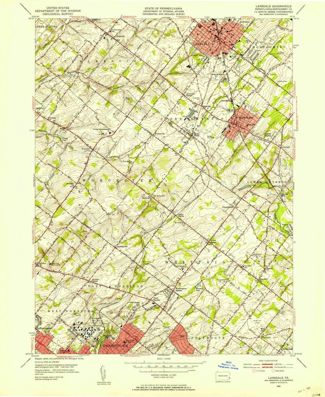 1951 Lansdale, PA - Pennsylvania - USGS Topographic Map