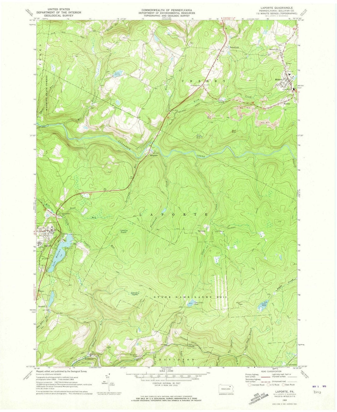 1969 LaPorte, PA - Pennsylvania - USGS Topographic Map