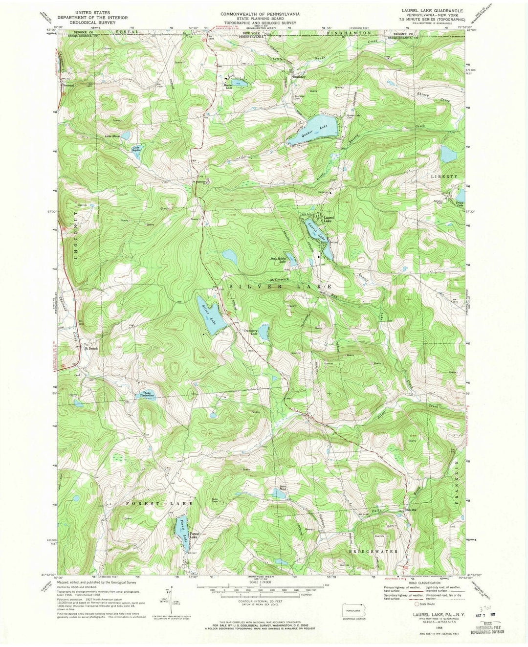 1968 Laurel Lake, PA - Pennsylvania - USGS Topographic Map