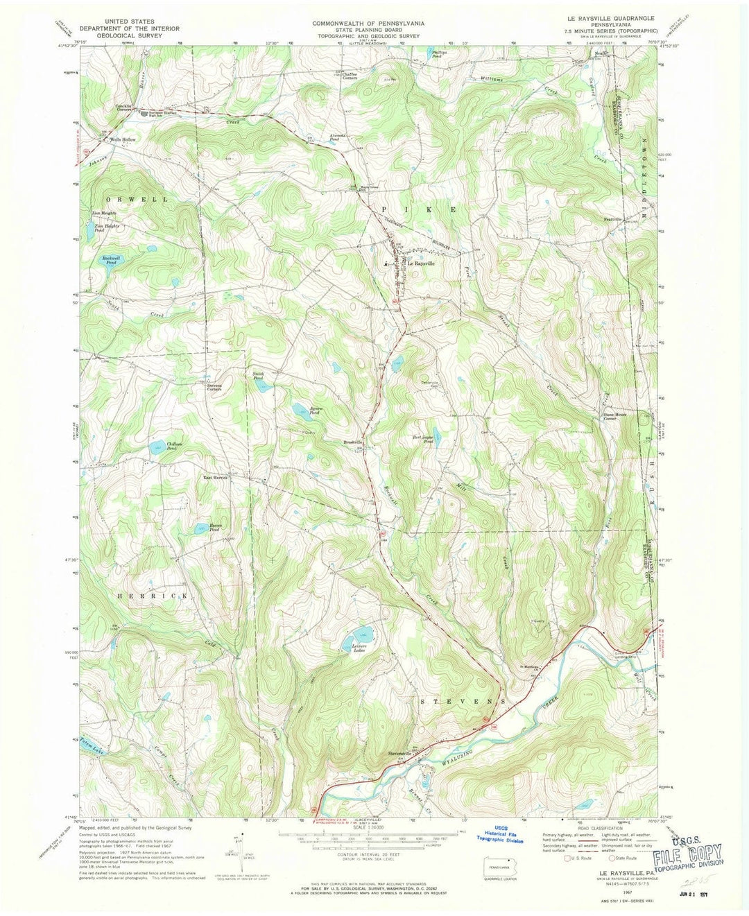 1967 Le Raysville, PA - Pennsylvania - USGS Topographic Map