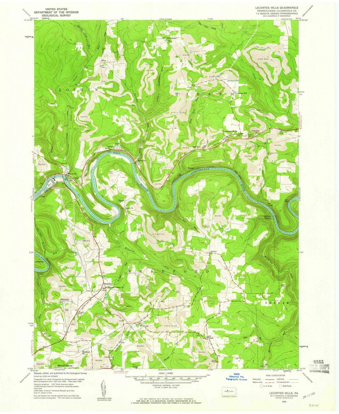 1959 Lecontes Mills, PA - Pennsylvania - USGS Topographic Map