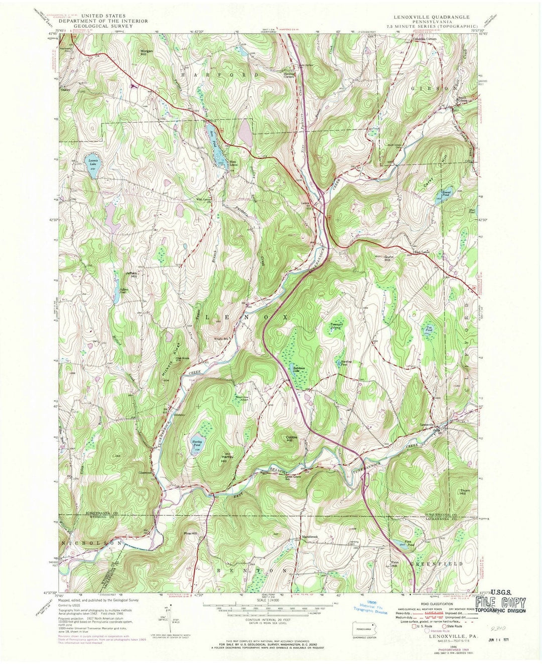 1946 Lenoxville, PA - Pennsylvania - USGS Topographic Map