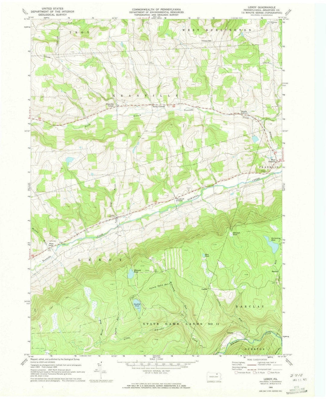 1969 Leroy, PA - Pennsylvania - USGS Topographic Map