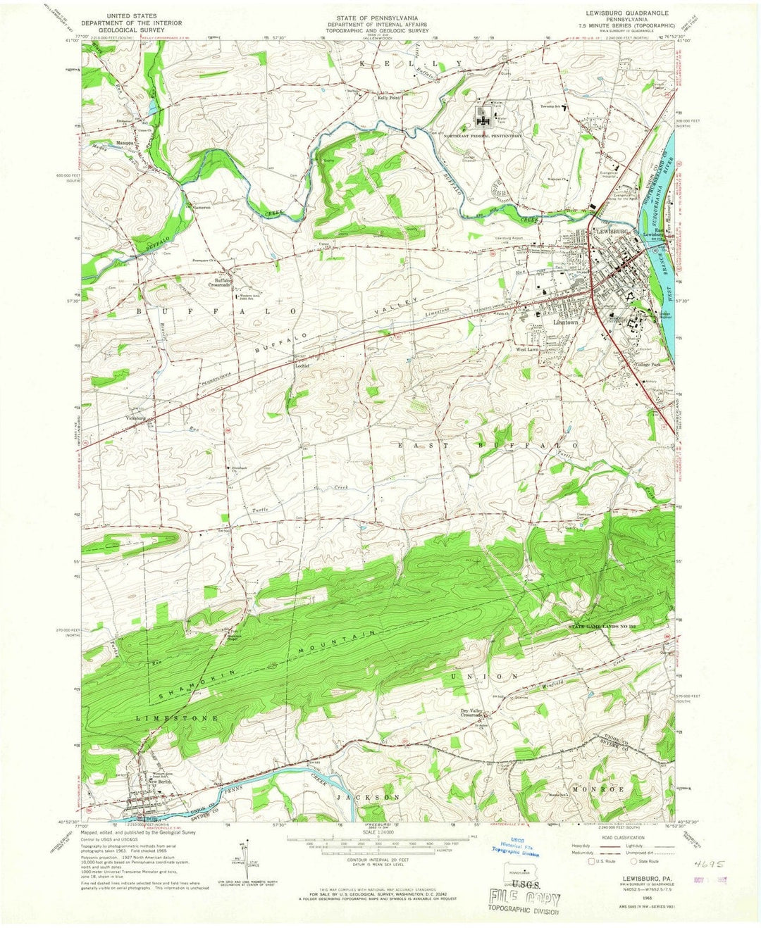 1965 Lewisburg, PA - Pennsylvania - USGS Topographic Map