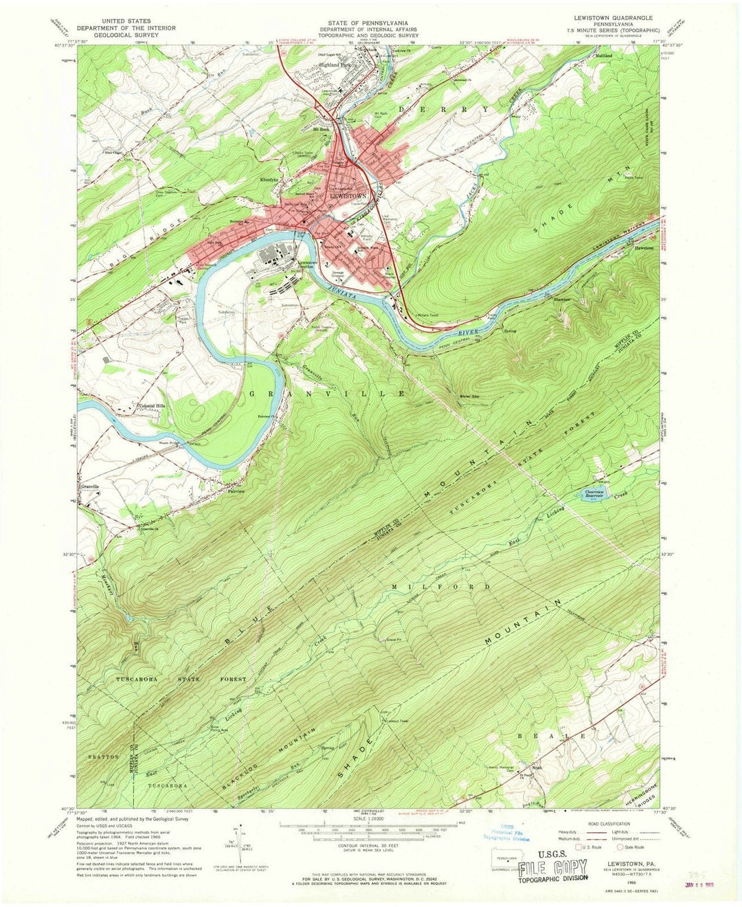 1966 Lewistown, PA - Pennsylvania - USGS Topographic Map