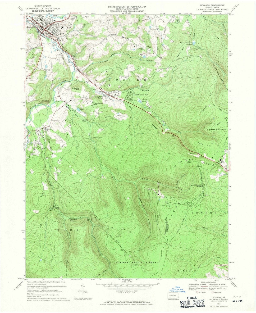 1967 Ligonier, PA - Pennsylvania - USGS Topographic Map