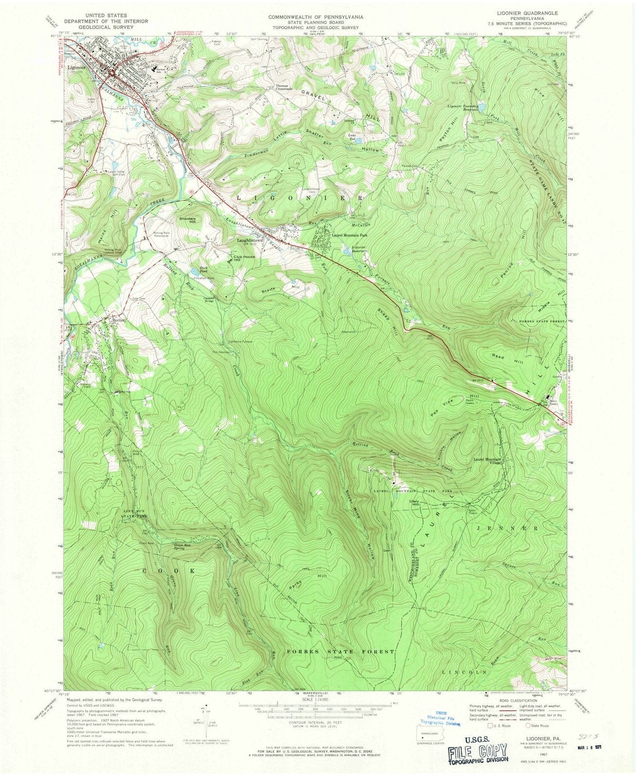 1967 Ligonier, PA - Pennsylvania - USGS Topographic Map