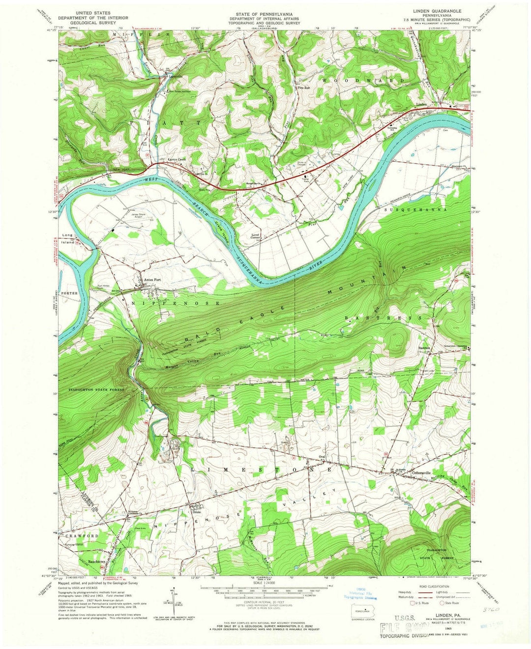 1965 Linden, PA - Pennsylvania - USGS Topographic Map
