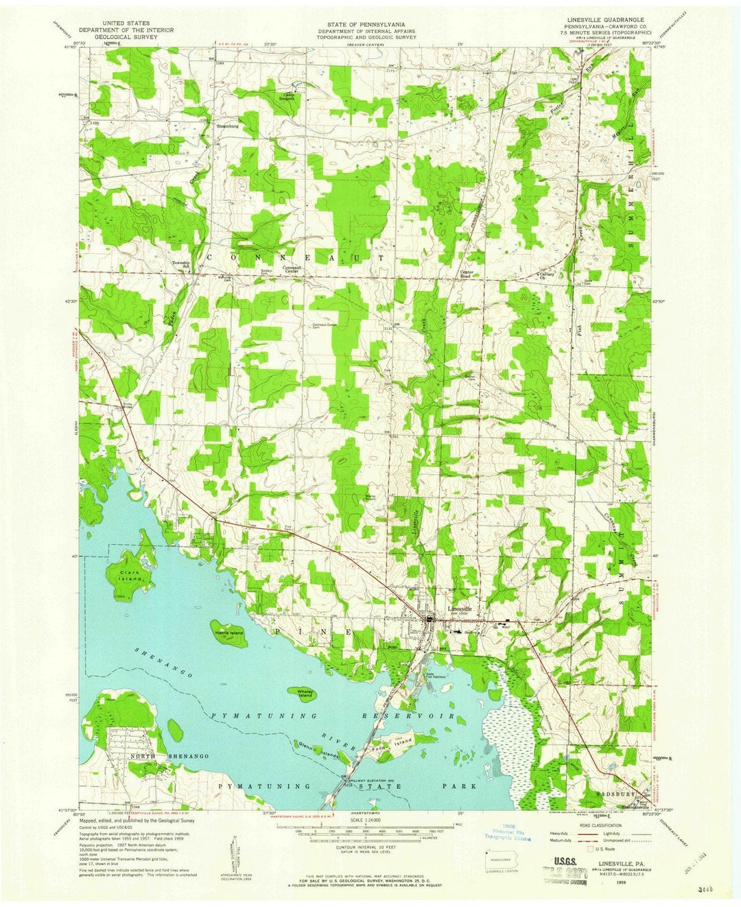 1959 Linesville, PA - Pennsylvania - USGS Topographic Map