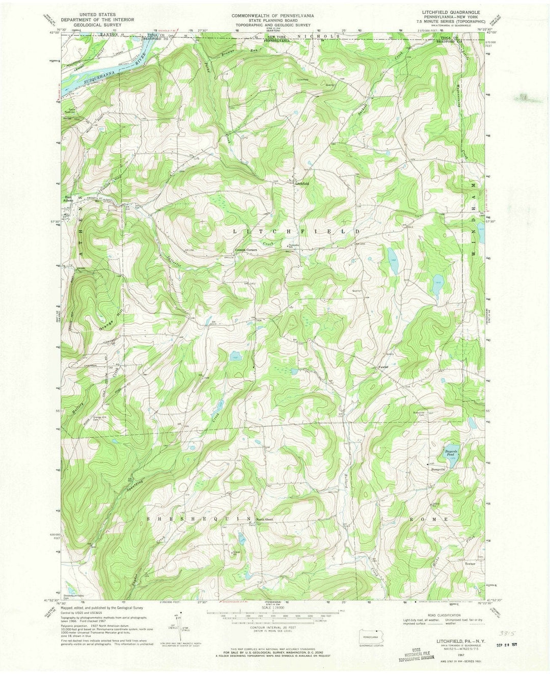 1967 Litchfield, PA - Pennsylvania - USGS Topographic Map