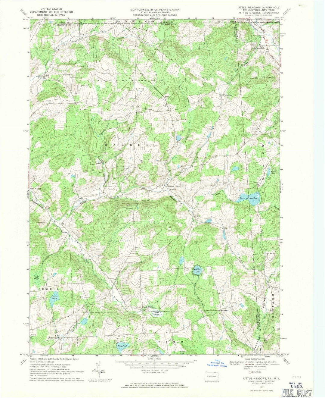 1967 Little Meadows, PA - Pennsylvania - USGS Topographic Map