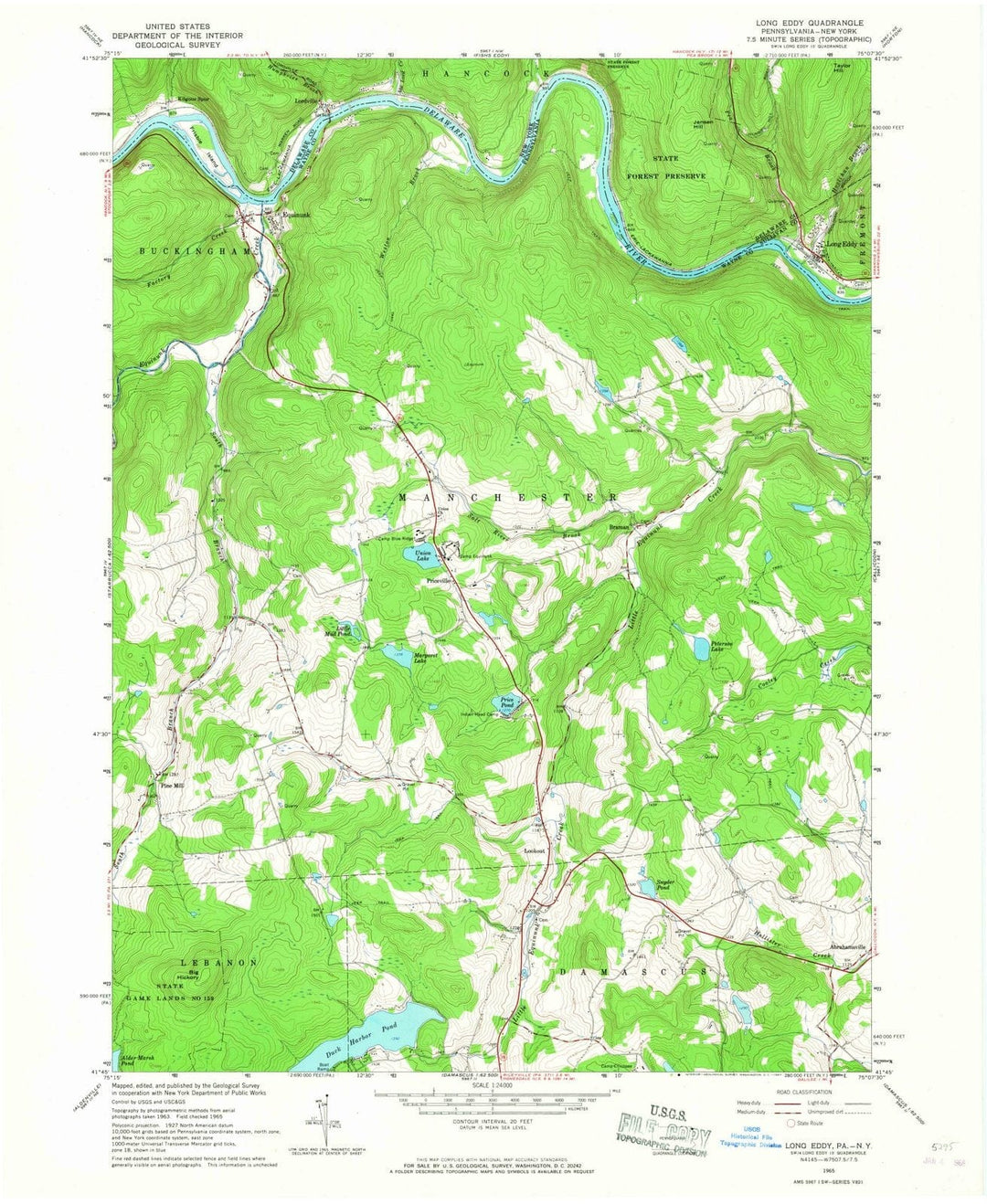 1965 Long Eddy, NY - New York - USGS Topographic Map