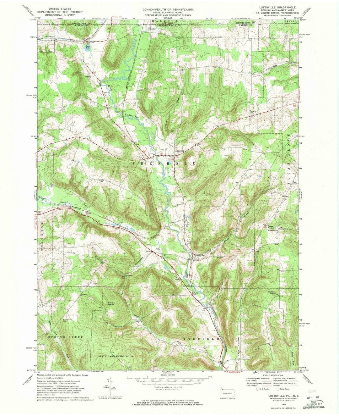 1968 Lottsville, PA - Pennsylvania - USGS Topographic Map