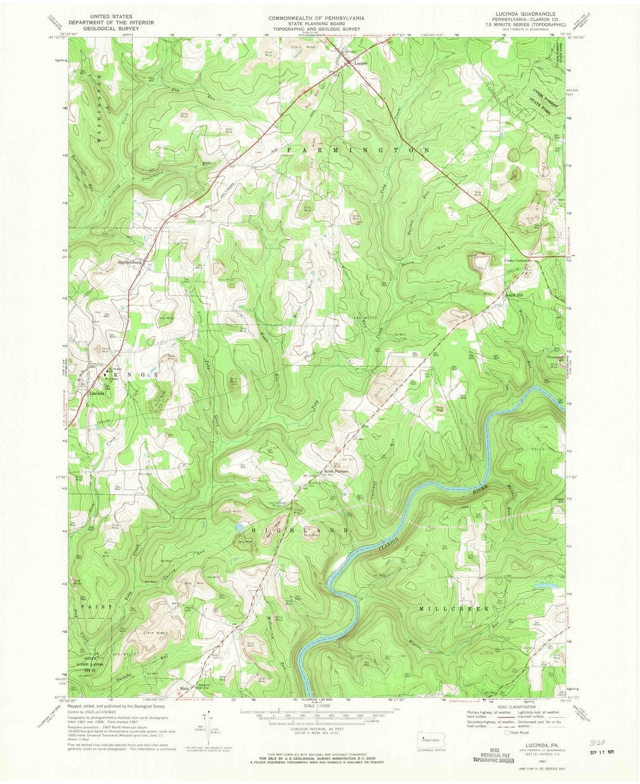 1967 Lucinda, PA - Pennsylvania - USGS Topographic Map