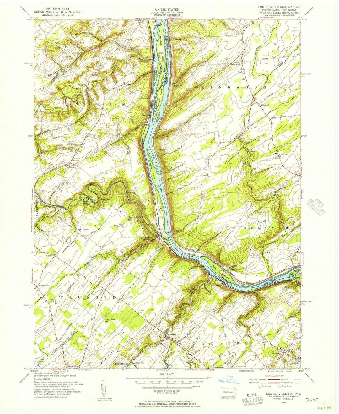 1955 Lumberville, PA - Pennsylvania - USGS Topographic Map