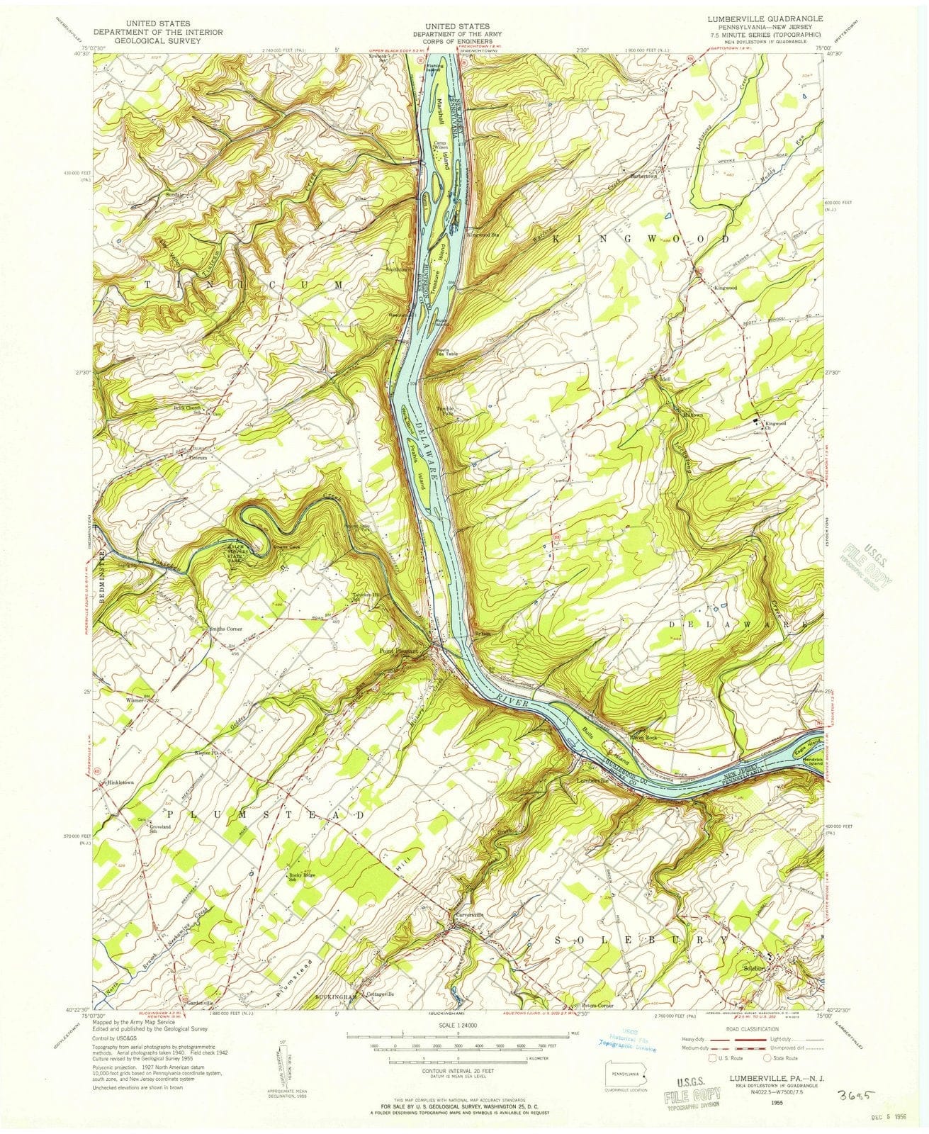1955 Lumberville, PA - Pennsylvania - USGS Topographic Map