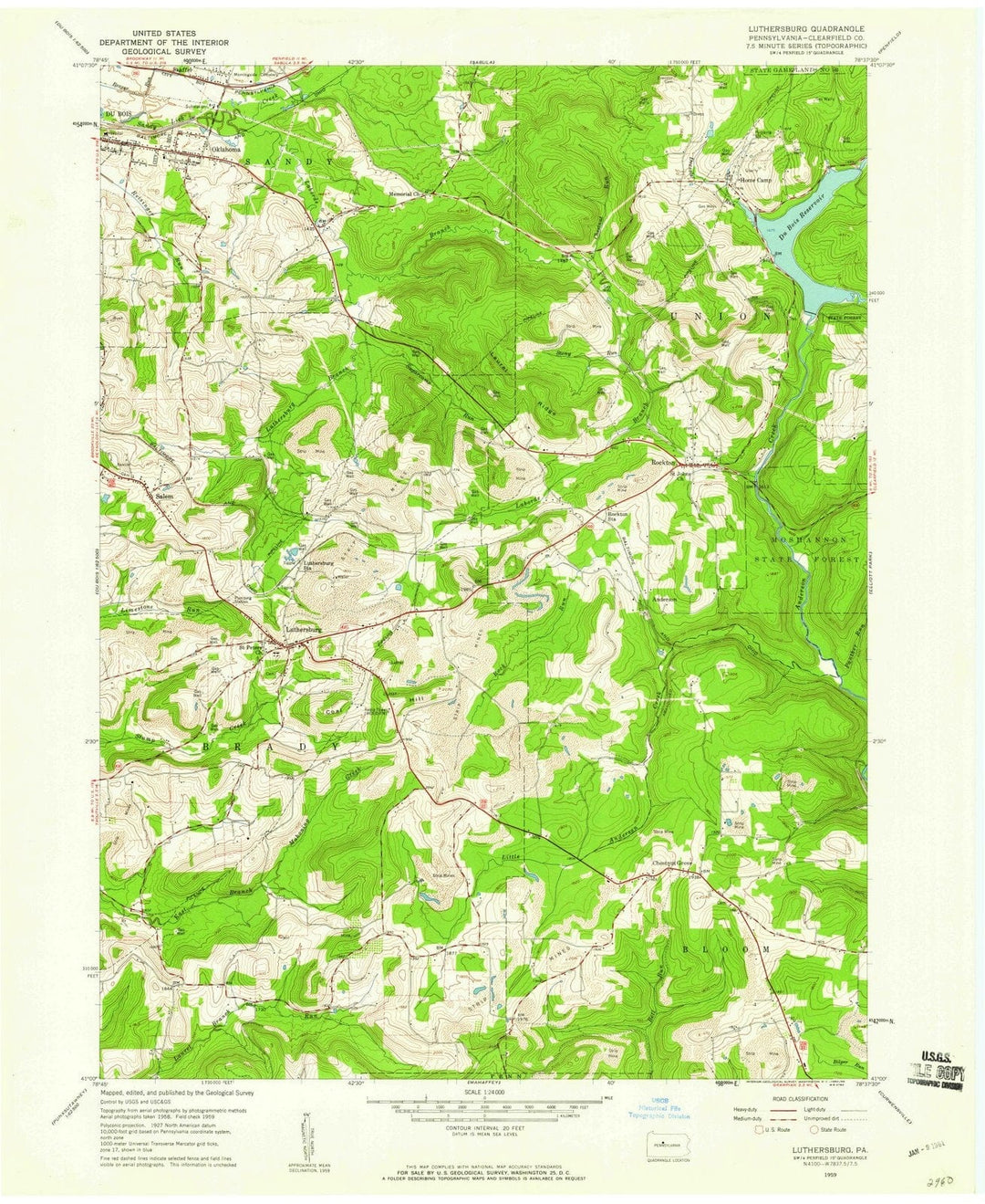 1959 Luthersburg, PA - Pennsylvania - USGS Topographic Map