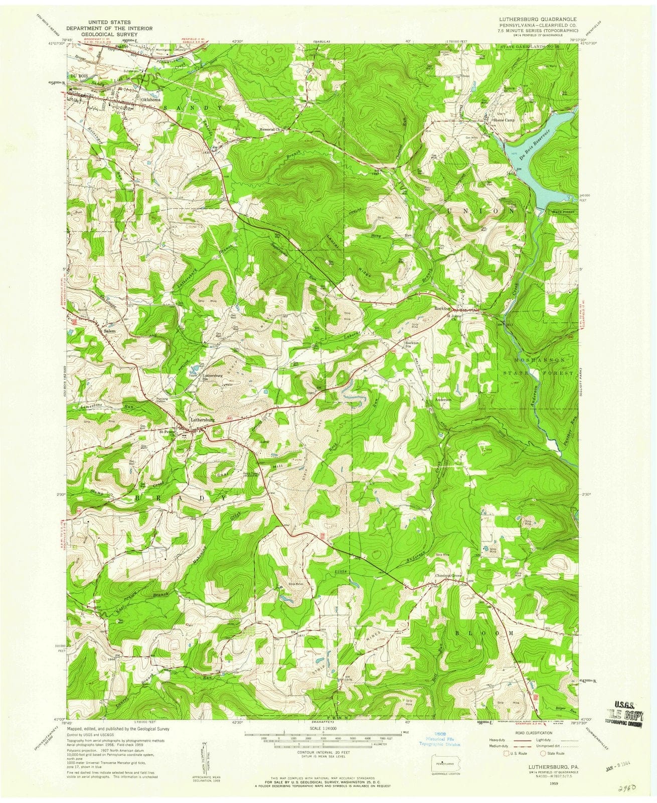 1959 Luthersburg, PA - Pennsylvania - USGS Topographic Map
