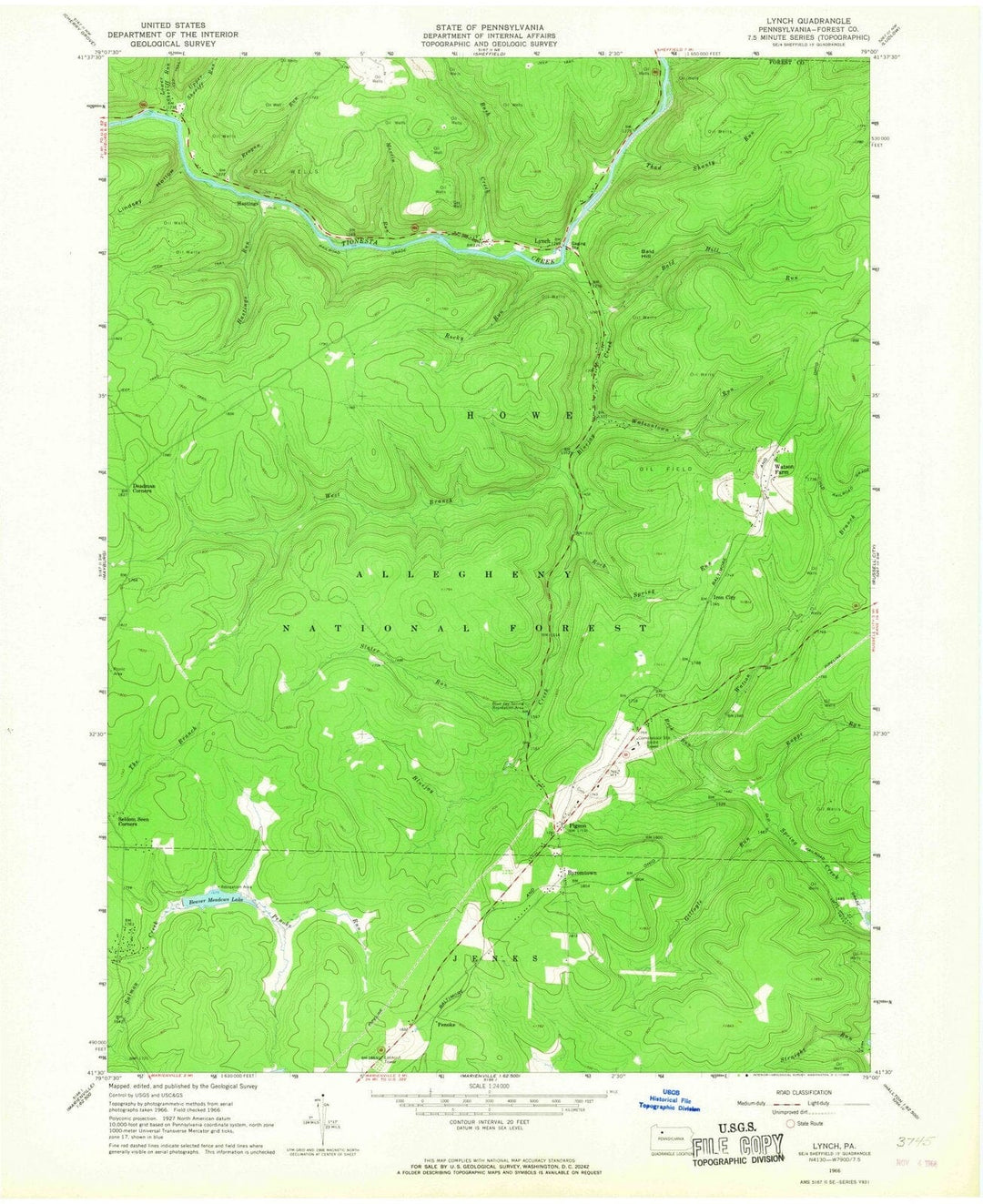 1966 Lynch, PA - Pennsylvania - USGS Topographic Map