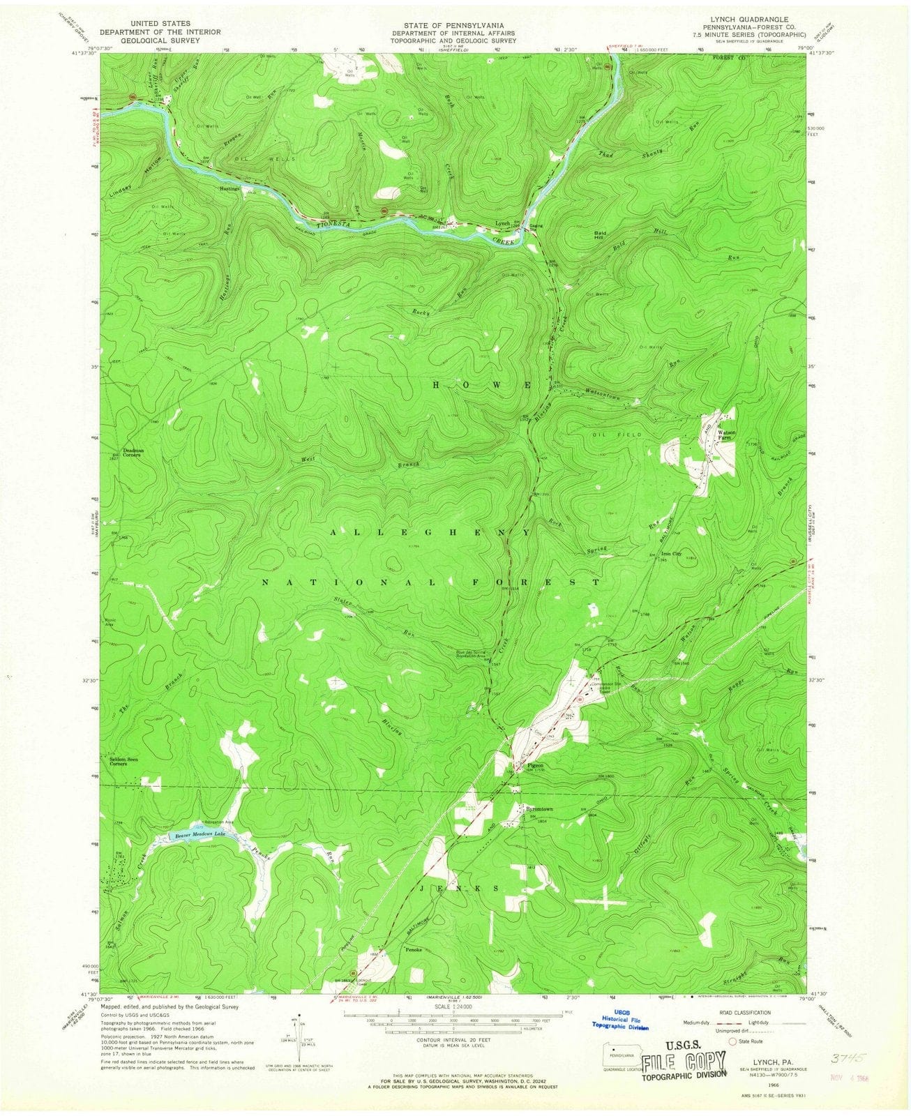1966 Lynch, PA - Pennsylvania - USGS Topographic Map