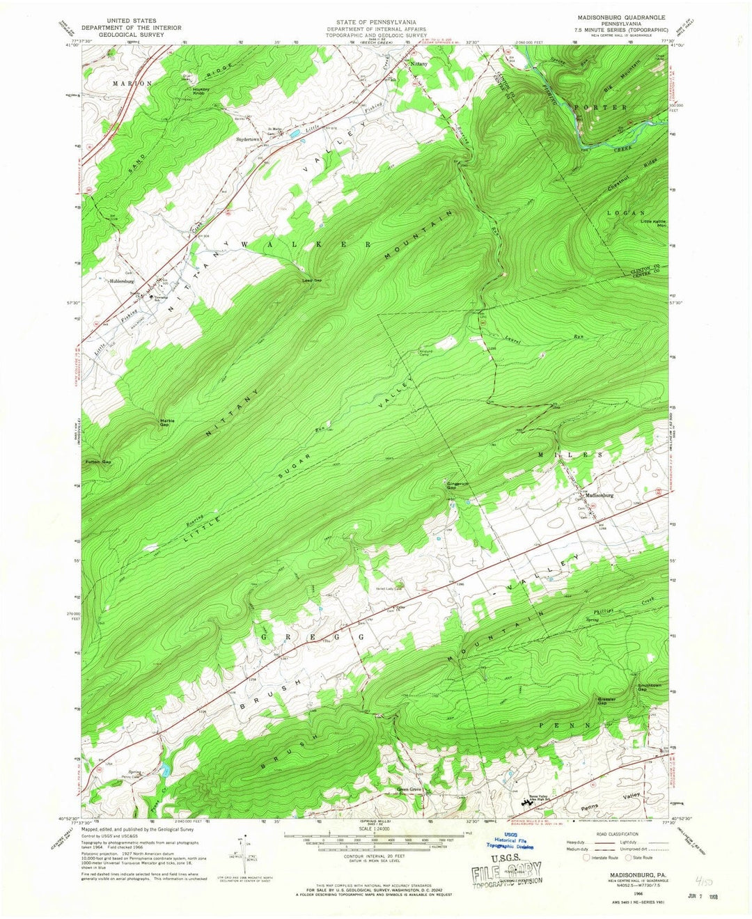 1966 Madisonburg, PA - Pennsylvania - USGS Topographic Map