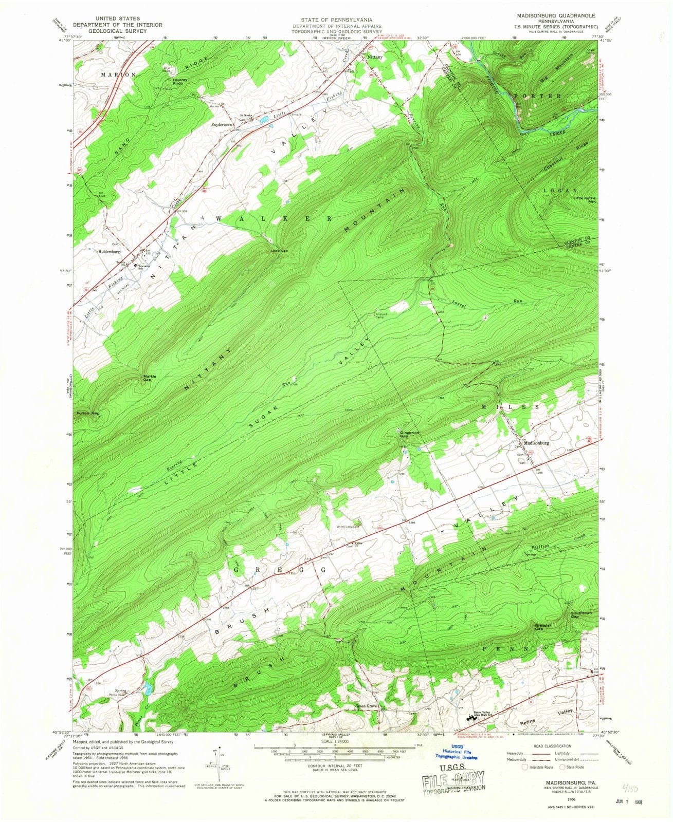 1966 Madisonburg, PA - Pennsylvania - USGS Topographic Map