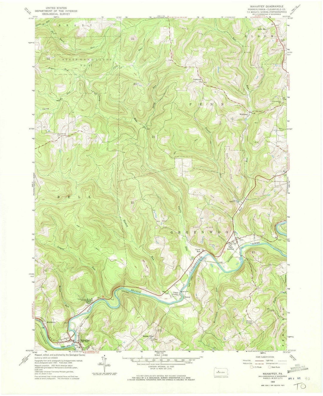 1959 Mahaffey, PA - Pennsylvania - USGS Topographic Map