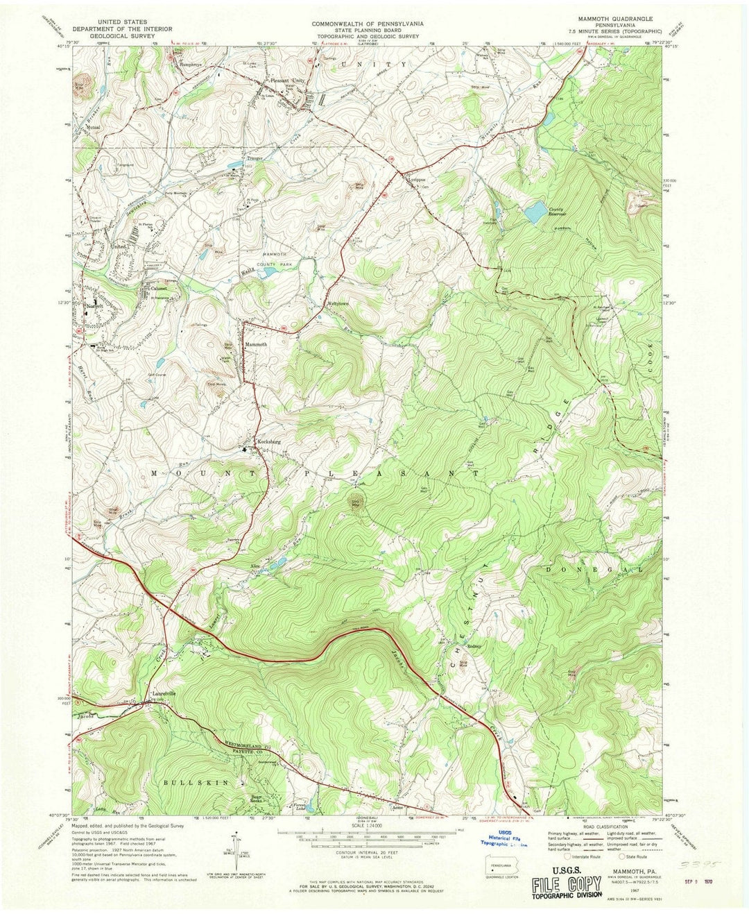 1967 Mammoth, PA - Pennsylvania - USGS Topographic Map