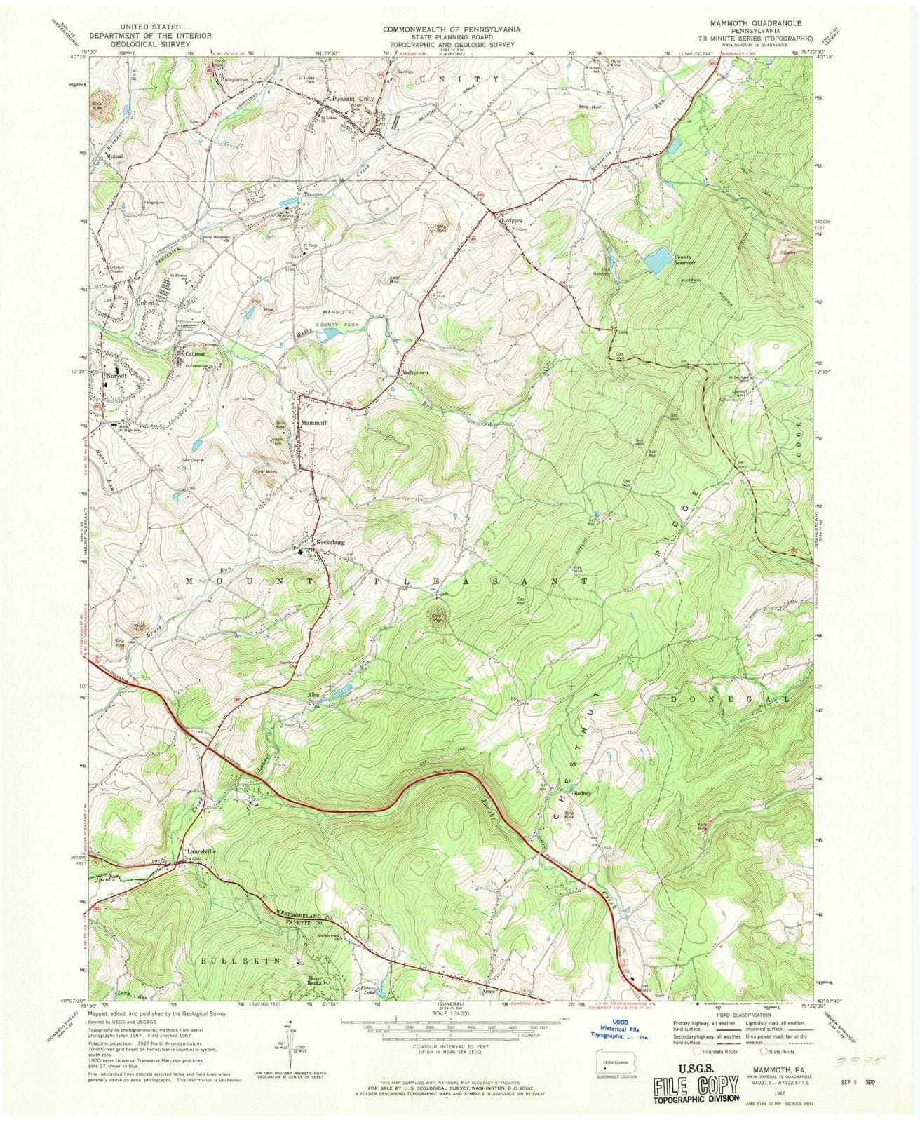 1967 Mammoth, PA - Pennsylvania - USGS Topographic Map