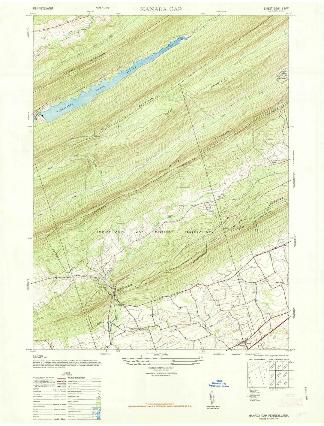 1947 Manada Gap, PA - Pennsylvania - USGS Topographic Map