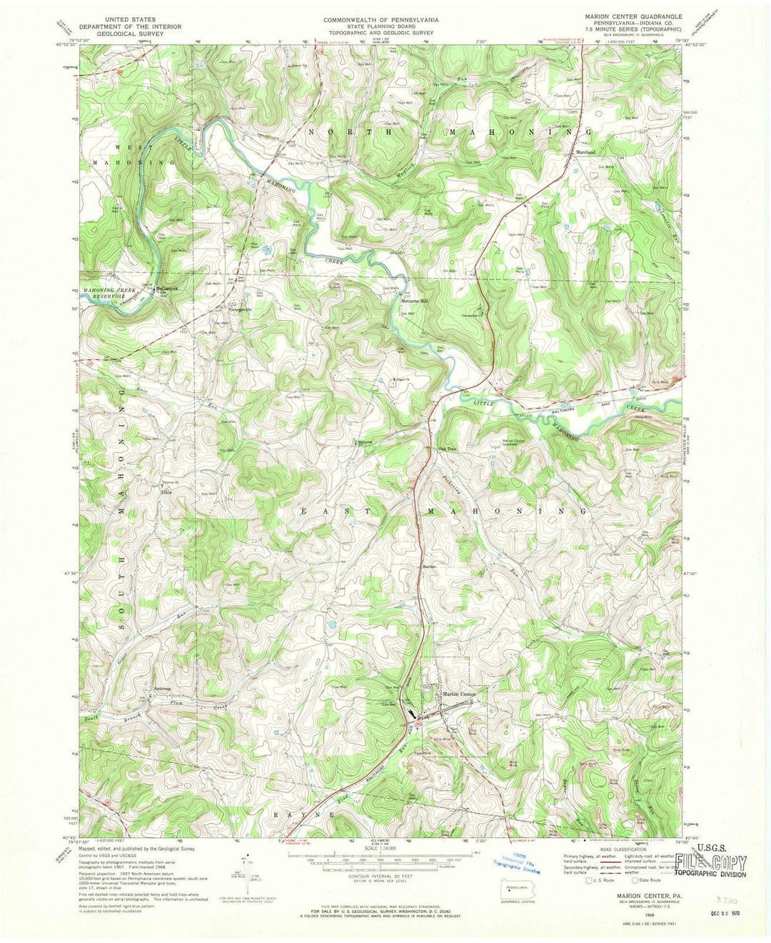 1968 Marion Center, PA - Pennsylvania - USGS Topographic Map