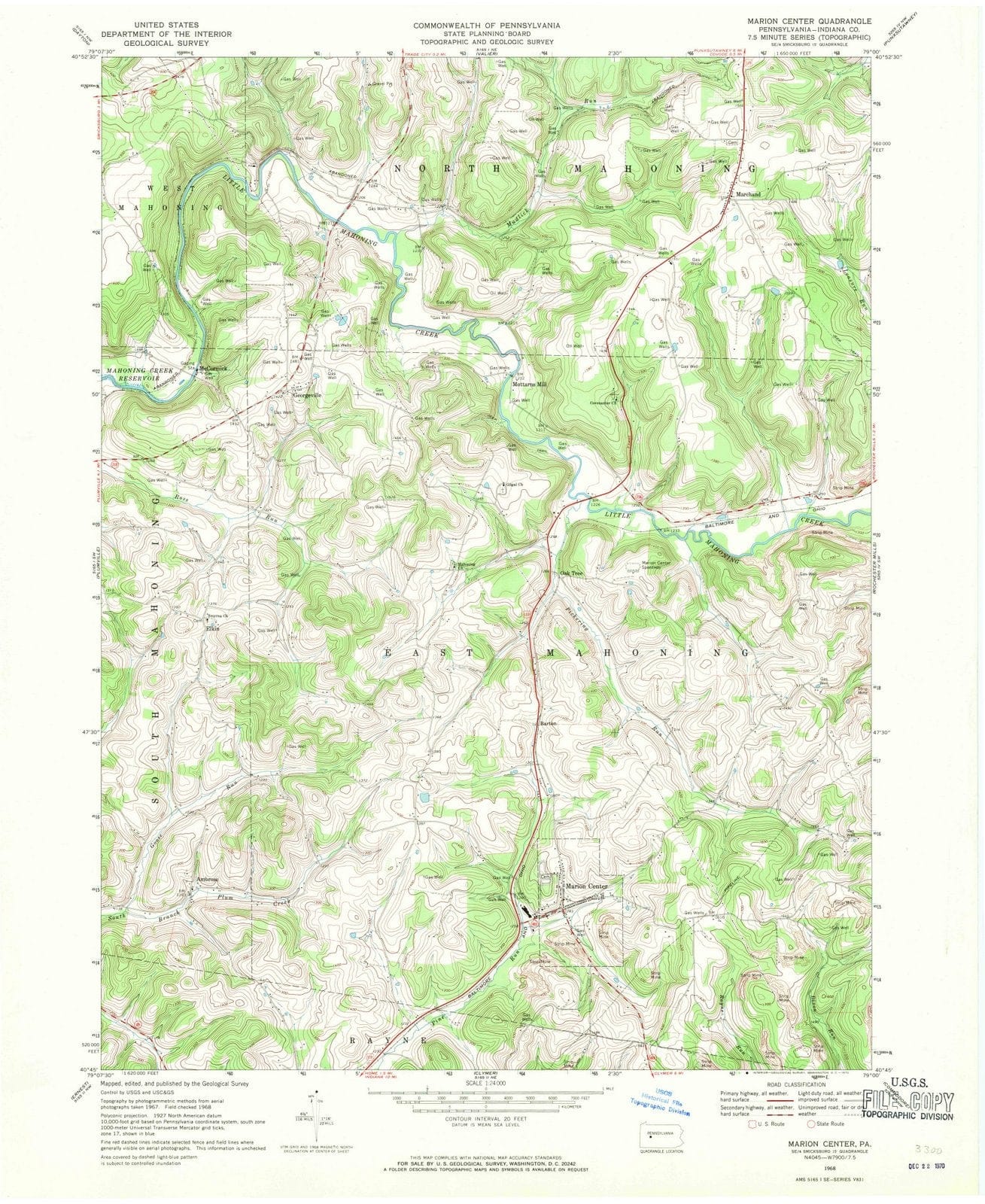 1968 Marion Center, PA - Pennsylvania - USGS Topographic Map