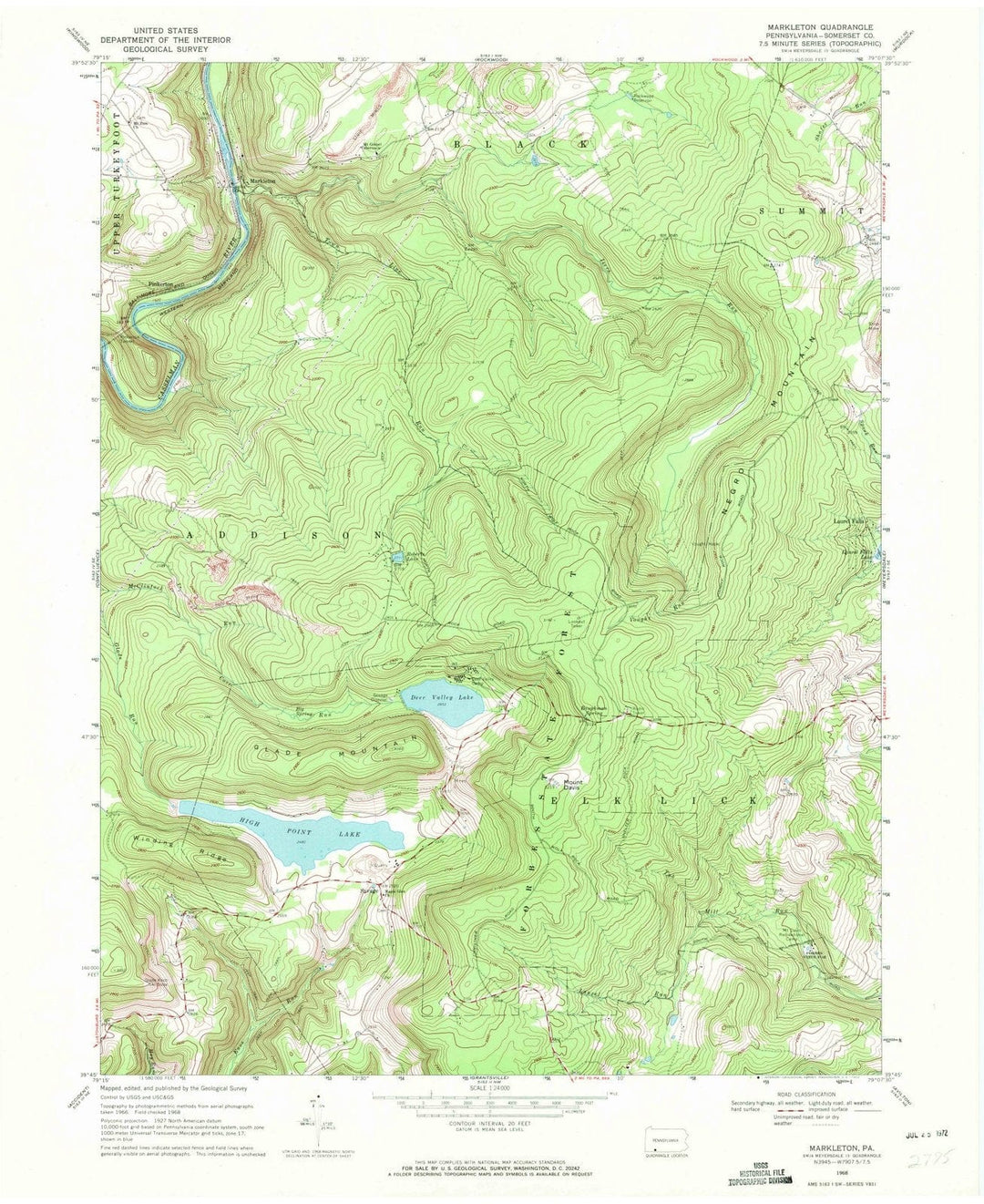 1968 Markleton, PA - Pennsylvania - USGS Topographic Map