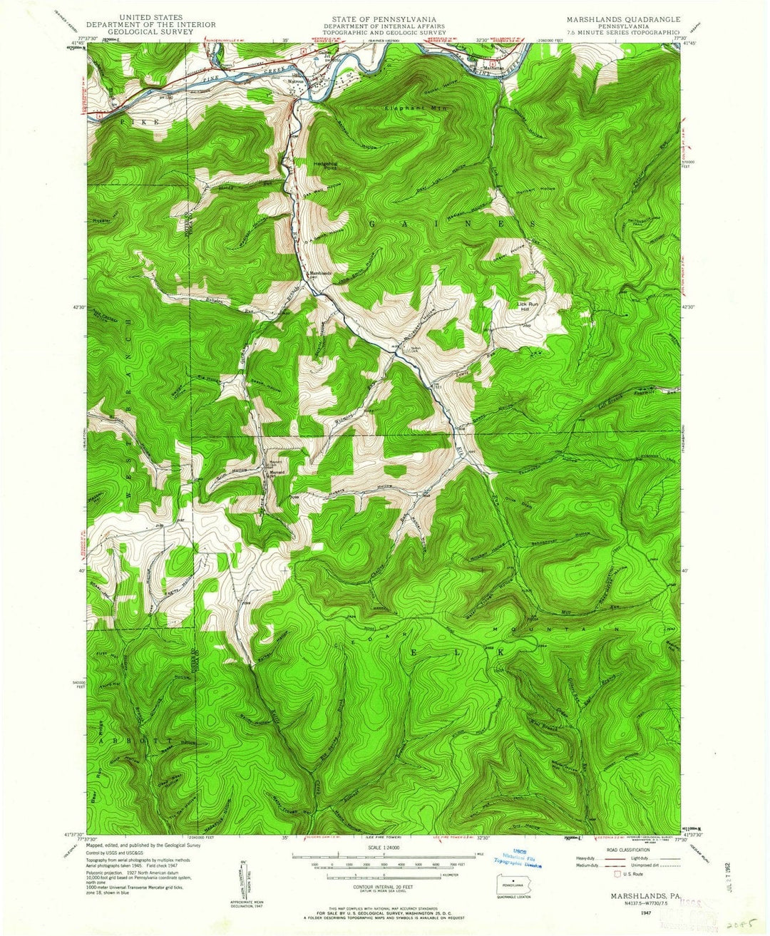 1947 Marshlands, PA - Pennsylvania - USGS Topographic Map