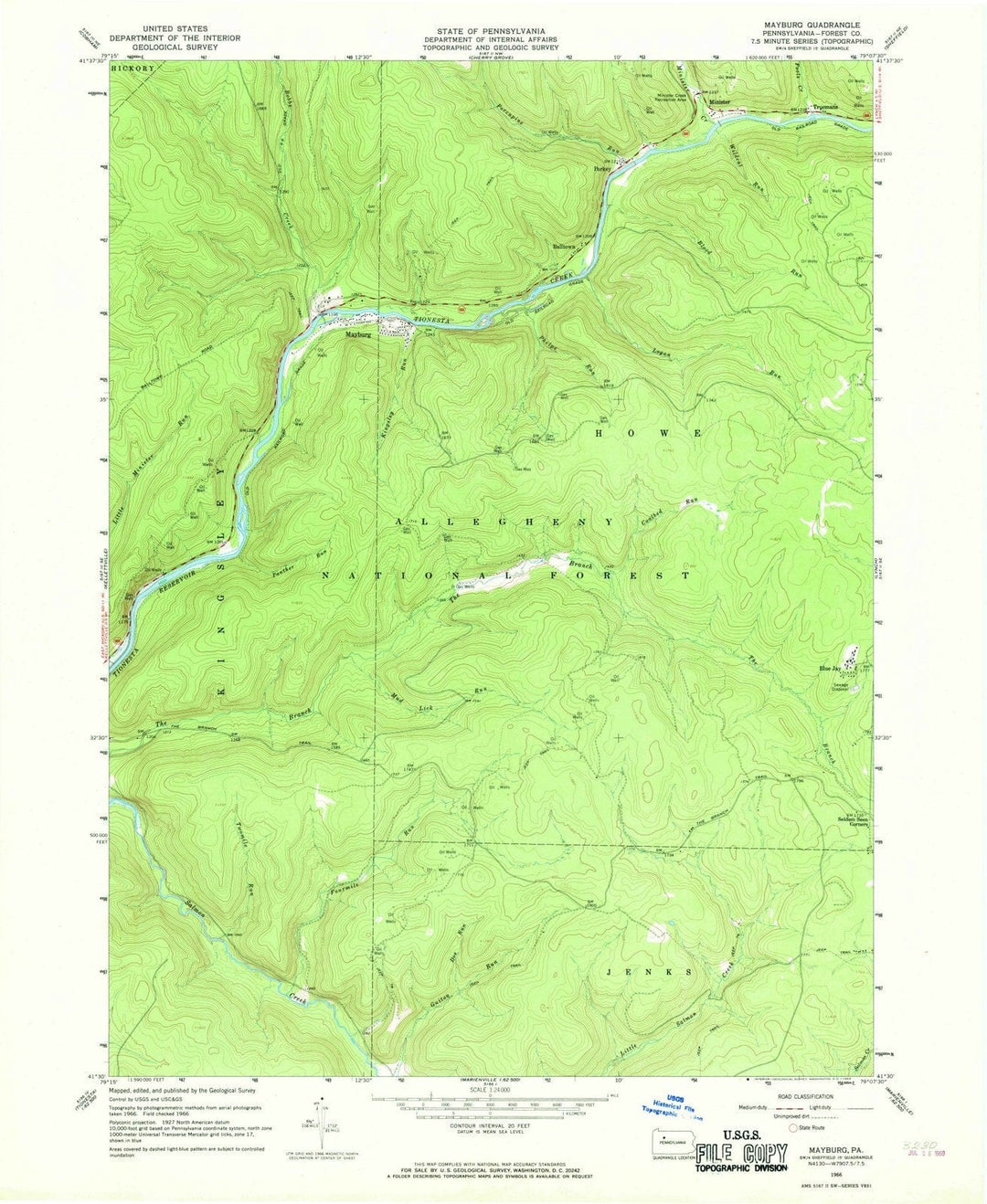 1966 Mayburg, PA - Pennsylvania - USGS Topographic Map