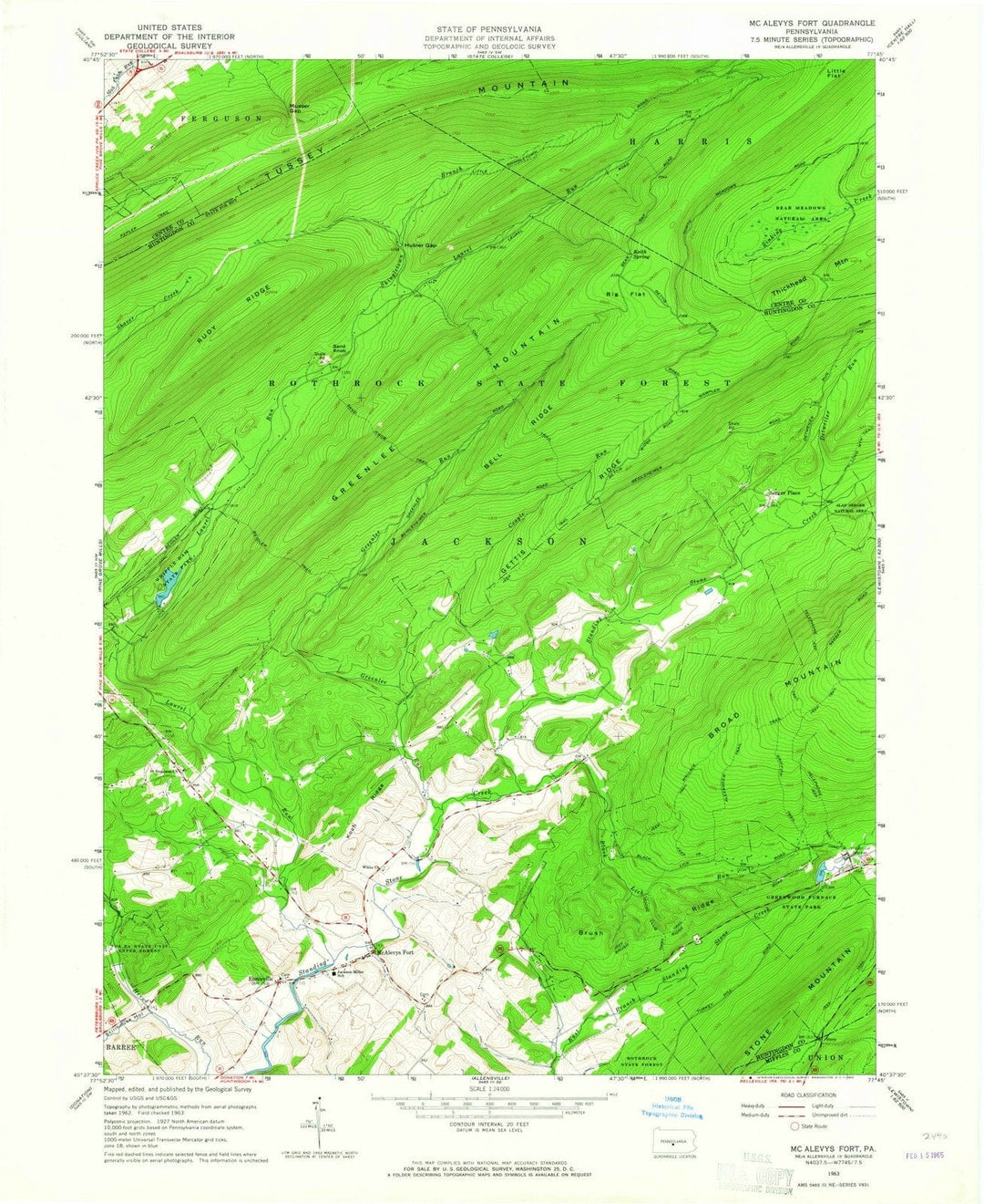 1963 Mc Alevys Fort, PA - Pennsylvania - USGS Topographic Map
