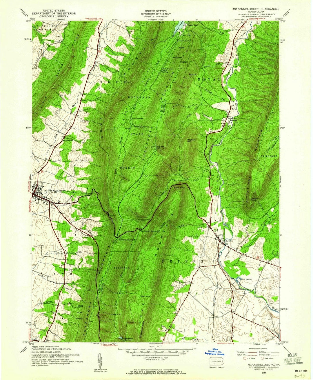 1944 Mc Connellsburg, PA - Pennsylvania - USGS Topographic Map